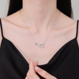 Diamond studded infinite love necklace for women, interlocking heart-shaped collarbone necklace necklace accessories