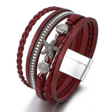 Summer starfish shell bracelet women's hand woven leather Bohemian bracelet in stock