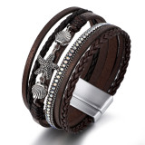 Summer starfish shell bracelet women's hand woven leather Bohemian bracelet in stock