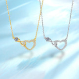 Diamond studded infinite love necklace for women, interlocking heart-shaped collarbone necklace necklace accessories
