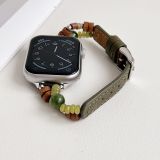 Beaded leather strap suitable for Apple iWatch123456789S10 watch