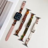 Beaded leather strap suitable for Apple iWatch123456789S10 watch