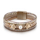 Ethnic style pearl turtle magnetic buckle women's bracelet, multi-layer PU leather woven bracelet