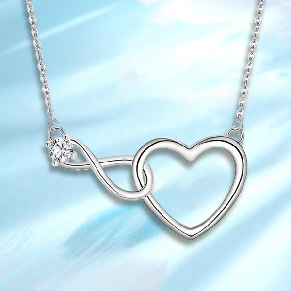 New 925 Silver Infinite Love Necklace Women's Love Pendant Clavicle Chain