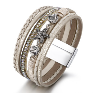 Summer starfish shell bracelet women's hand woven leather Bohemian bracelet in stock