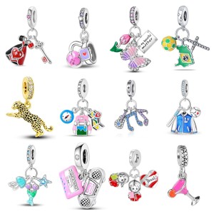 Pandora's new alloy diamond inlaid butterfly radio bead DIY accessories accessories accessories
