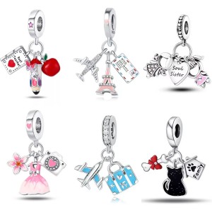 Cute cartoon dress pendant, oil dripping cat bone bracelet, beaded DIY accessory accessories