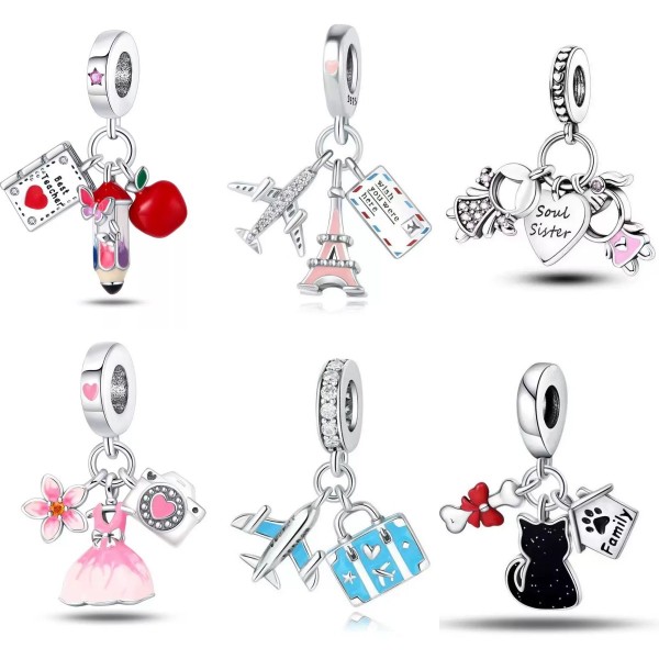 Cute cartoon dress pendant, oil dripping cat bone bracelet, beaded DIY accessory accessories