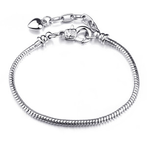 3mm snake chain pure copper silver plated DIY large hole bead bracelet accessory