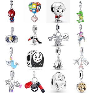Pandora Hot Selling Cartoon Alloy Spider Man Crocodile Faceless Male Bead DIY Accessories