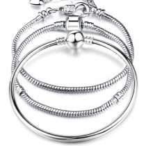 3mm snake chain pure copper silver plated DIY large hole bead bracelet accessory