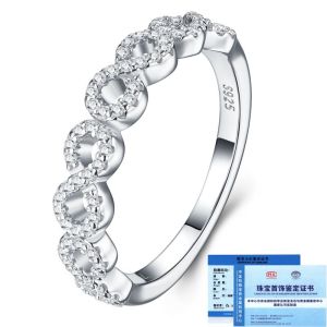 Fashion S925 silver twisted edge ring, women's moissanite ring