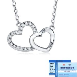 S925 silver heart-shaped necklace, 1CT moissanite heart-shaped pendant, collarbone chain