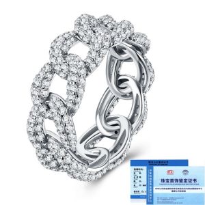 S925 Silver moissanite Cuban Chain Ring Hot Selling Finger Ring for Women