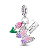 Pandora's new alloy diamond inlaid butterfly radio bead DIY accessories accessories accessories