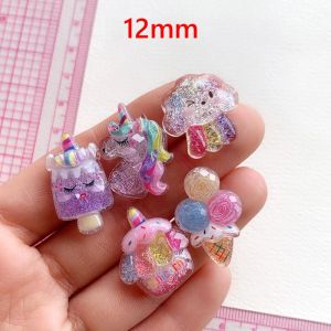 12mm snap button DIY charms New cut glitter rainbow pony dog resin