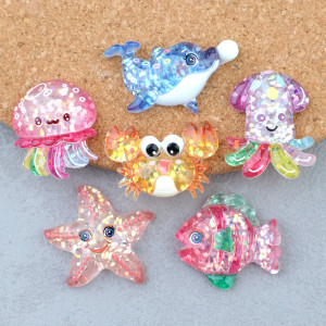 12mm snap button DIY charms Crab seahorse dolphin starfish resin