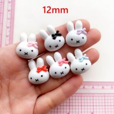 12mm snap button DIY charms Cute white bunny resin