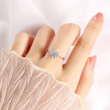 0.5CT DEF VVS 6.5mm  Moissanite Diamond Cherish ring Sterling Silver Flying Star Ring Platinum plating adjustable size