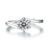 0.5CT DEF VVS 6.5mm  Moissanite Diamond Cherish ring Sterling Silver Flying Star Ring Platinum plating adjustable size