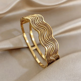 Retro Multi layer Wave Pattern Open Women's Bracelet 304 Stainless Steel Bracelet