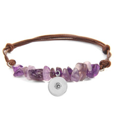 20mm snap button  bracelet Natural crushed stone leather rope woven bracelet for women in Bohemia
