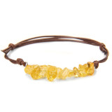 20mm snap button  bracelet Natural crushed stone leather rope woven bracelet for women in Bohemia