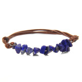 20mm snap button  bracelet Natural crushed stone leather rope woven bracelet for women in Bohemia