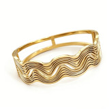Retro Multi layer Wave Pattern Open Women's Bracelet 304 Stainless Steel Bracelet
