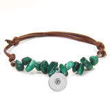 20mm snap button  bracelet Natural crushed stone leather rope woven bracelet for women in Bohemia