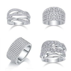 Wide  ring S925 silver moissanite ring fashion jewelry