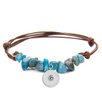 20mm snap button  bracelet Natural crushed stone leather rope woven bracelet for women in Bohemia