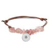20mm snap button  bracelet Natural crushed stone leather rope woven bracelet for women in Bohemia