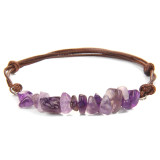 20mm snap button  bracelet Natural crushed stone leather rope woven bracelet for women in Bohemia