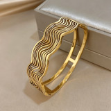 Retro Multi layer Wave Pattern Open Women's Bracelet 304 Stainless Steel Bracelet