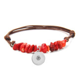 20mm snap button  bracelet Natural crushed stone leather rope woven bracelet for women in Bohemia