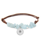 20mm snap button  bracelet Natural crushed stone leather rope woven bracelet for women in Bohemia
