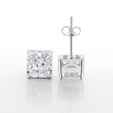 Sparkling high carbon diamond square earrings, high-end color diamond earrings, women's ice flower cut earrings
