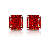 Sparkling high carbon diamond square earrings, high-end color diamond earrings, women's ice flower cut earrings