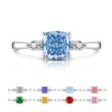 Caibao Ice Flower Cut Papalacha Ring Sparkling High Carbon Diamond Ring