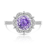 Caibao Rose Cutting Ring Women's Super Flash Papalacha High Carbon Diamond Jewelry