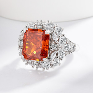 Dazzling Diamond Colorful Treasure Ice Flower Cutting Ring Sparkling High Carbon Diamond Jewelry