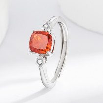Caibao Ice Flower Cut Papalacha Ring Sparkling High Carbon Diamond Ring