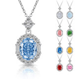 Sparkling Color Treasure Ice Flower Cutting Necklace Papalacha High Carbon Diamond Jewelry