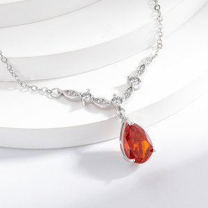 Caibao Ice Flower Cut Queen Water Drop Pendant with Sparkling High Carbon Diamond Pear Shaped Necklace