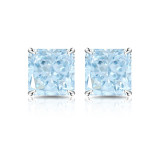 Sparkling high carbon diamond square earrings, high-end color diamond earrings, women's ice flower cut earrings