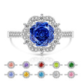 Caibao Rose Cutting Ring Women's Super Flash Papalacha High Carbon Diamond Jewelry