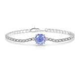 Rose Cut Oval Color Diamond Ice Flower Cut Bracelet with High Carbon Diamond Jewelry and Colorful Gemstones for Women