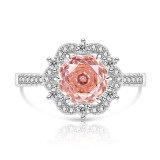 Caibao Rose Cutting Ring Women's Super Flash Papalacha High Carbon Diamond Jewelry