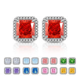 Wind Ice Flower Cutting Explosion Flash High Carbon Diamond Geometric Square Earrings Zircon Earrings